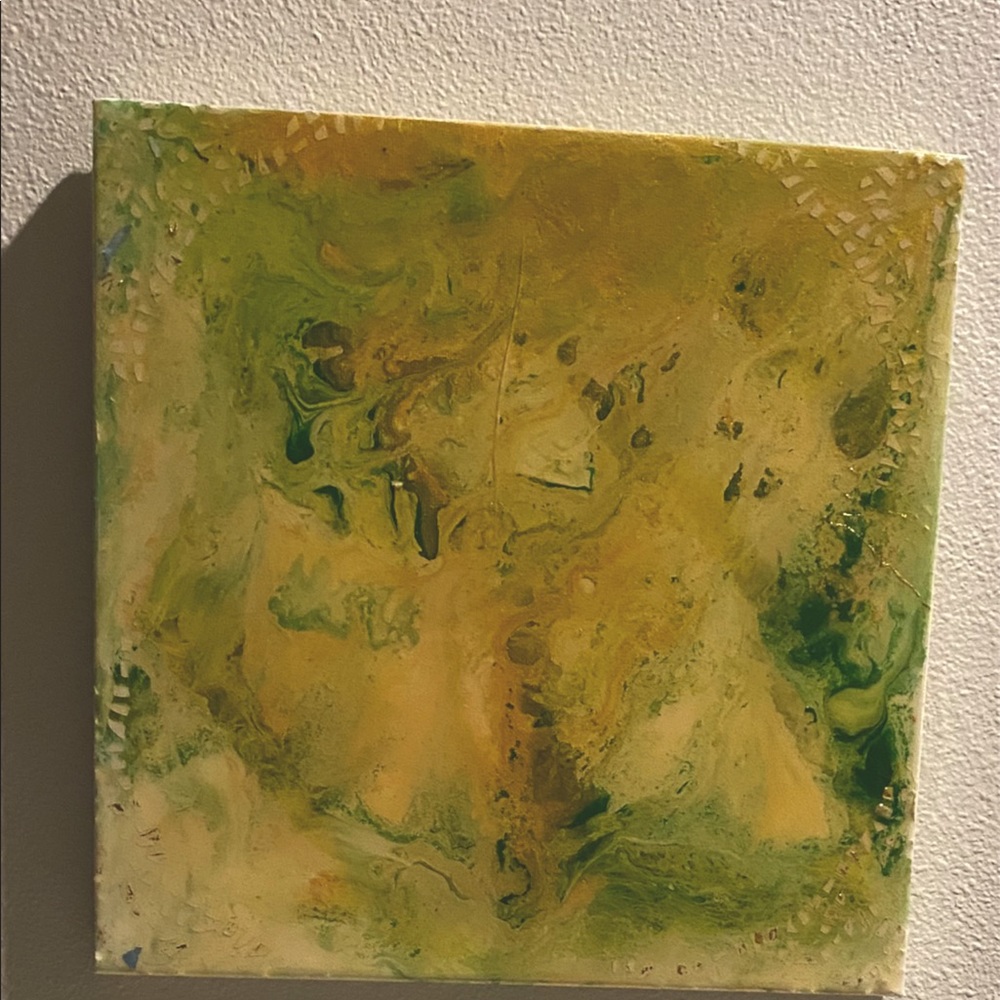 Abstract Paintings On Canvas , Amazing Clear Cast with Resin  Original  12”x 12”